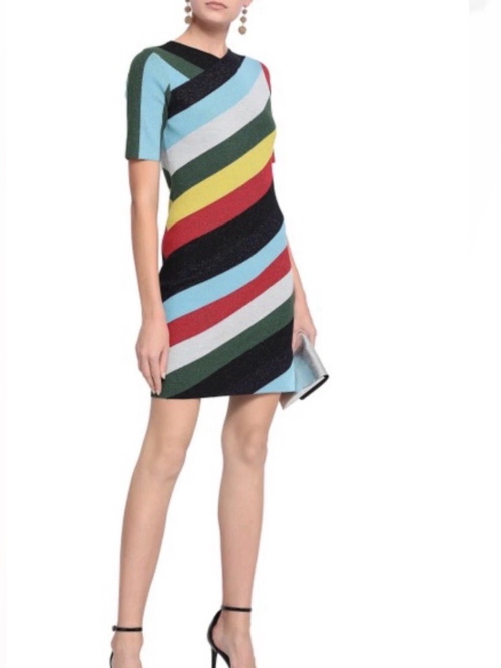 Diane Von Furstenberg $598 Medium Runway Multicolor Metallic Knit Dress